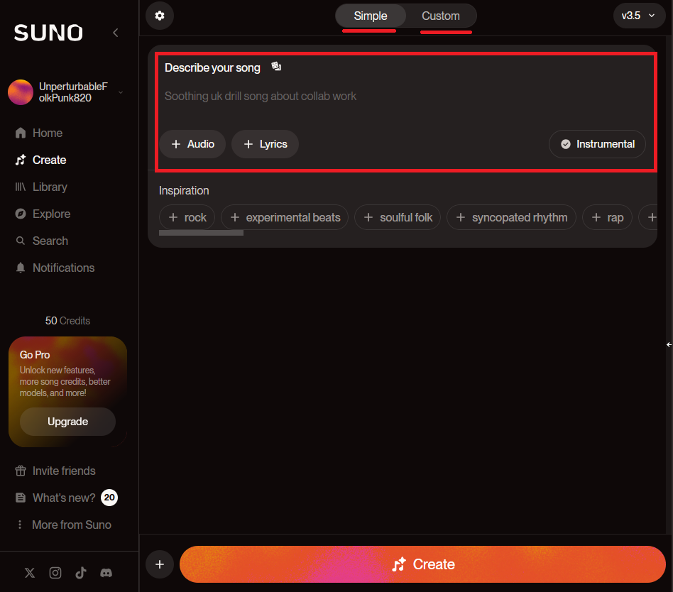 Interface principale